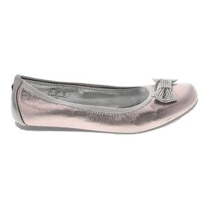 Stuart Weitzman Girl’s Size 4 Fannie Glitz Pewter Ballet Flat Bow, Rose Gold